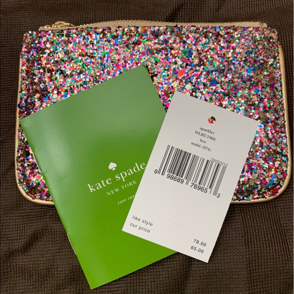 Kate Spade Sparkler Multi Glitter Bee zipper - Picture 4 of 7